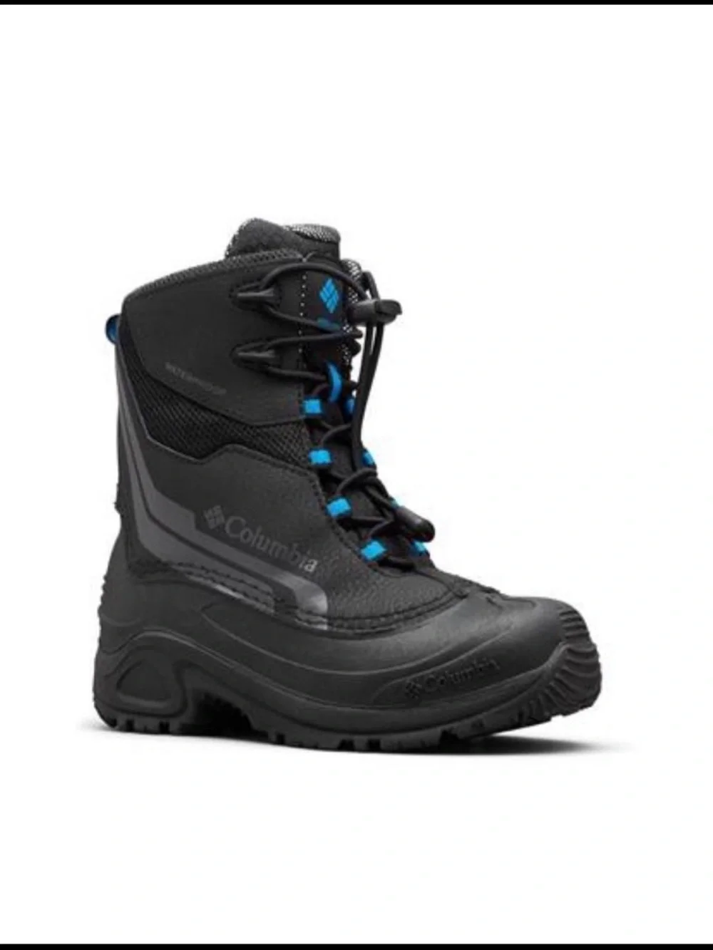Columbia Bugaboot Plus IV Omni-Heat Youth Snow Winter Boot Black W/Blue Sz 3